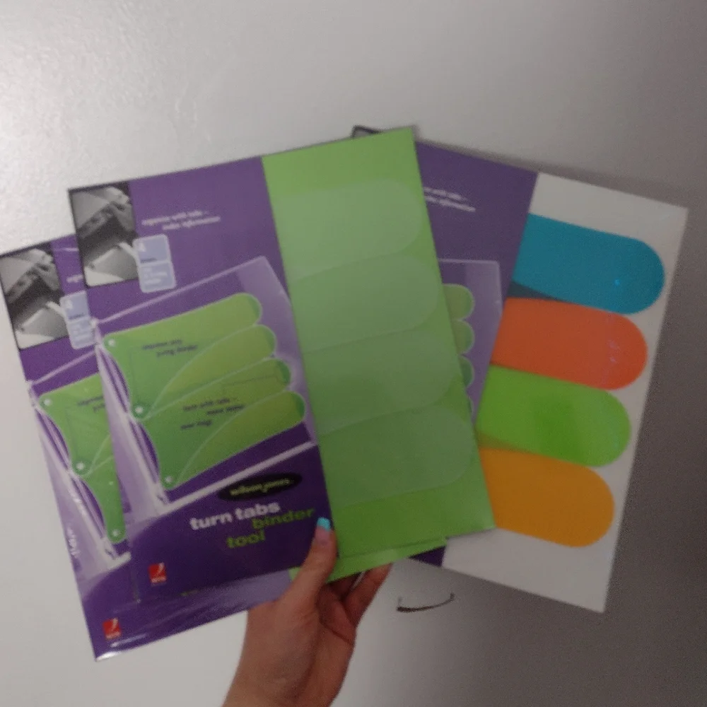 Wilson Jones Turn Tabs Binder Tool 4 Dividers Use in Any 3 Ring Binder